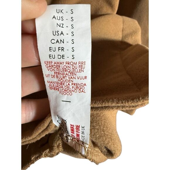 Boohoo Womens Double Breasted Button Wool Look Coat in Camel Sz S - Picture 7 of 9